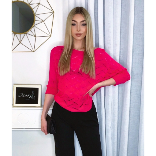 AŻURKOWY SWETEREK WSTĄŻKA NA PLECACH