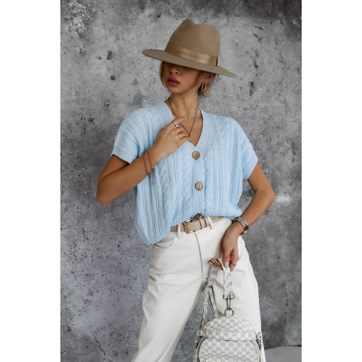 KAMIZELKA SWETERKOWA BŁĘKITNA