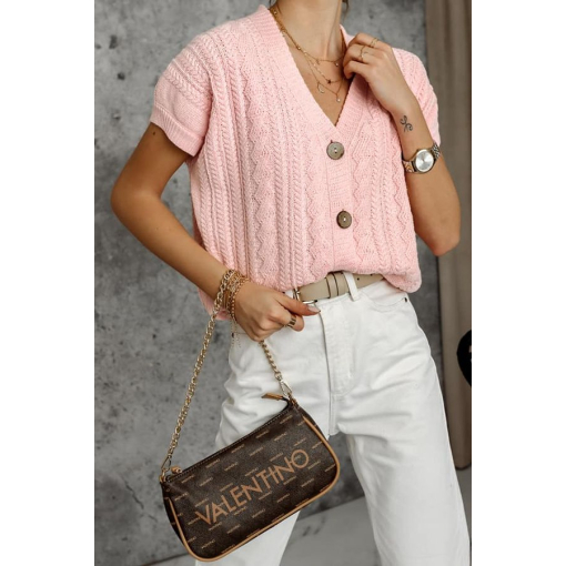 KAMIZELKA SWETERKOWA RÓŻOWA