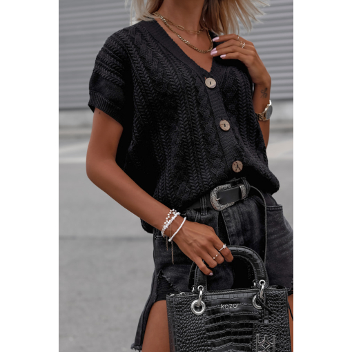 KAMIZELKA SWETERKOWA CZARNA
